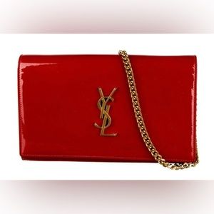YSL patent leather red chain wallet crossbody bag